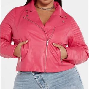 Faux leather moto jacket
